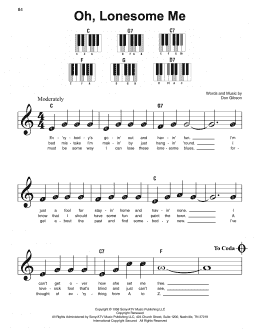 page one of Oh, Lonesome Me (Super Easy Piano)