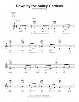 page one of Down By The Salley Gardens (Ukulele)