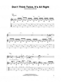 page one of Don't Think Twice, It's All Right (Solo Guitar)