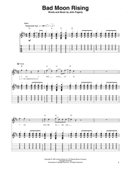 page one of Bad Moon Rising (Guitar Tab (Single Guitar))