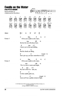 page one of Candle On The Water (from Pete's Dragon) (Guitar Chords/Lyrics)