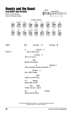 page one of Beauty And The Beast (Guitar Chords/Lyrics)