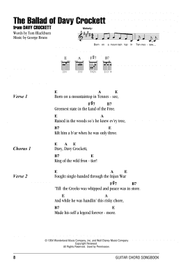 page one of The Ballad Of Davy Crockett (from Davy Crockett) (Guitar Chords/Lyrics)