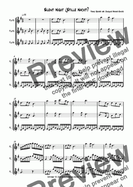 page one of Gruber, Franz: Silent Night (Stille nacht) for 3 flutes