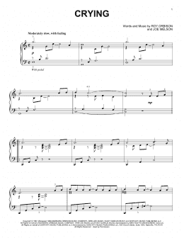 page one of Crying (Piano Solo)