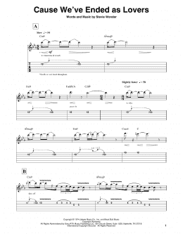 page one of Cause We've Ended As Lovers (Guitar Tab (Single Guitar))