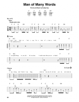 page one of Man Of Many Words (Guitar Lead Sheet)