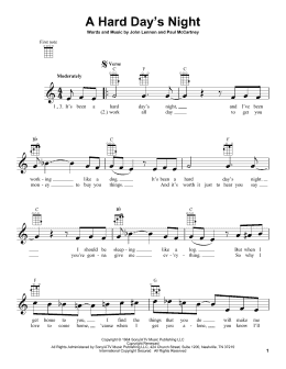 page one of A Hard Day's Night (Ukulele)