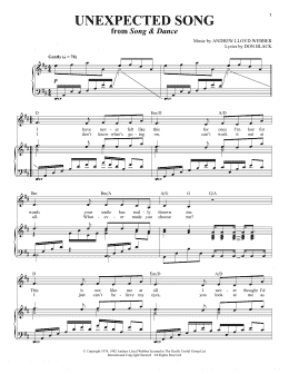 page one of Unexpected Song (from Song & Dance) (Piano & Vocal)
