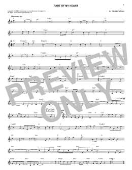page one of Part Of My Heart (Lead Sheet / Fake Book)