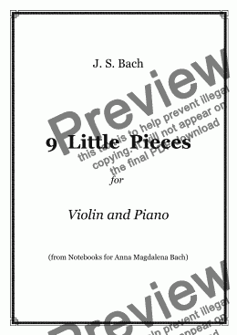page one of J. S. Bach - 9 Little Pieces (from Notebooks for Anna Magdalena Bach) - Violin and Piano