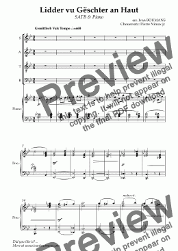 page one of Lidder vu Gëschter an Haut (Choir & Piano Version)