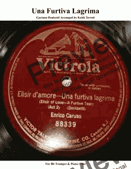 page one of Una Furtiva Lagrima for Bb Trumpet & Piano (Pro version)