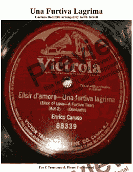 page one of Una Furtiva Lagrima for C Trombone & Piano (Pro Version)