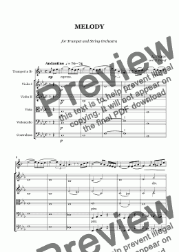 page one of A. Petrov - MELODY for Trumpet and String Orchestra