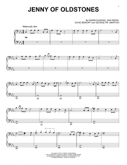 page one of Jenny Of Oldstones (from Game of Thrones) (Piano Solo)