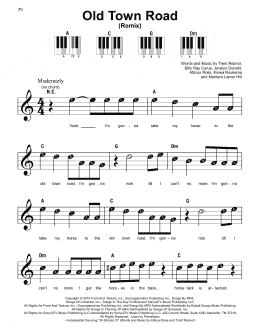 page one of Old Town Road (Remix) (Super Easy Piano)