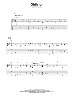 page one of Oblivion (Solo Guitar)
