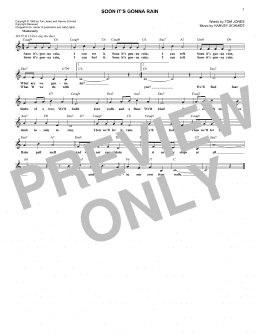 page one of Soon It's Gonna Rain (from The Fantasticks) (Lead Sheet / Fake Book)