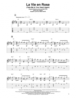page one of La Vie En Rose (Take Me To Your Heart Again) (Solo Guitar)