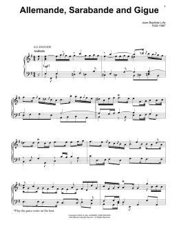 page one of Allemande, Sarabande And Gigue (Piano Solo)
