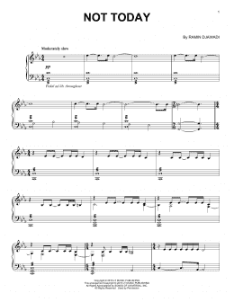 page one of Not Today (from Game of Thrones) (Piano Solo)
