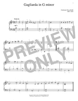 page one of Gagliarda (Piano Solo)