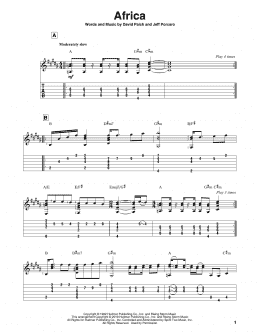 page one of Africa (Solo Guitar)