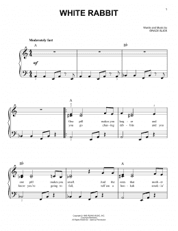 page one of White Rabbit (Easy Piano)