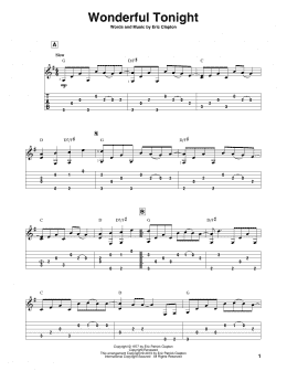 page one of Wonderful Tonight (Solo Guitar)