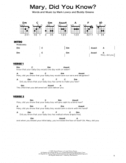 page one of Mary, Did You Know? (Really Easy Guitar)