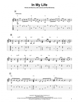 page one of In My Life (Solo Guitar)