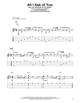 page one of All I Ask Of You (from The Phantom Of The Opera) (Solo Guitar)