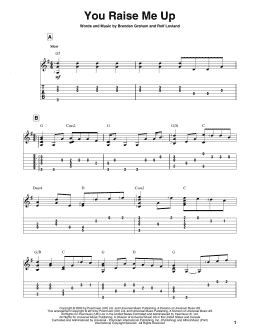 page one of You Raise Me Up (Solo Guitar)