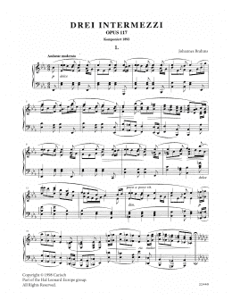 page one of Intermezzo in E Flat Major Op. 117 No. 1 (Piano Solo)