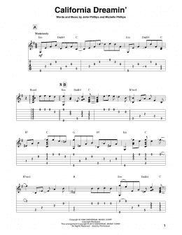 page one of California Dreamin' (Solo Guitar)