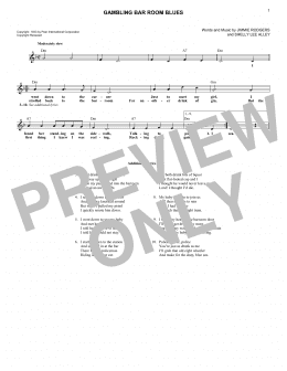 page one of Gambling Bar Room Blues (Lead Sheet / Fake Book)