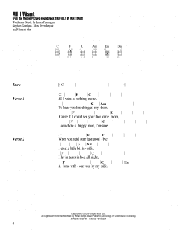 page one of All I Want (Ukulele Chords/Lyrics)