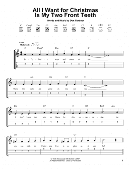 page one of All I Want For Christmas Is My Two Front Teeth (Easy Ukulele Tab)