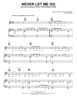 page one of Never Let Me Go (Piano, Vocal & Guitar Chords (Right-Hand Melody))