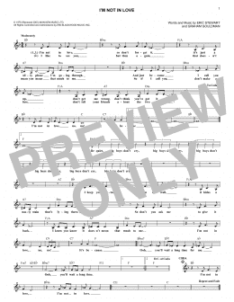 page one of I'm Not In Love (Lead Sheet / Fake Book)