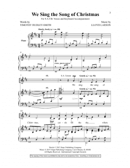 page one of We Sing The Song Of Christmas (arr. Lloyd Larson) (SATB Choir)