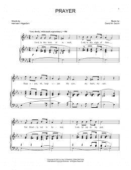 page one of Prayer (arr. Joan Frey Boytim) (Piano & Vocal)