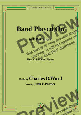 page one of Charles B. Ward-Band Played On,in D flat Major,for Voice and Piano