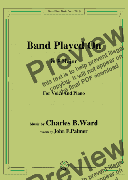 page one of Charles B. Ward-Band Played On,in F Major,for Voice and Piano