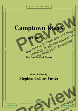 page one of Stephen Collins Foster-Camptown Races,in E flat Major,for Voice and Piano