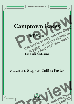 page one of Stephen Collins Foster-Camptown Races,in F Major,for Voice and Piano