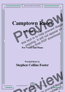 page one of Stephen Collins Foster-Camptown Races,in D flat Major,for Voice and Piano