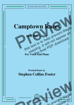 page one of Stephen Collins Foster-Camptown Races,in B flat Major,for Voice and Piano