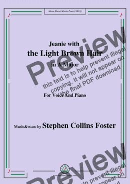 page one of Stephen Collins Foster-Jeanie with the Light Brown Hair,in A Major,for Voice&Pno